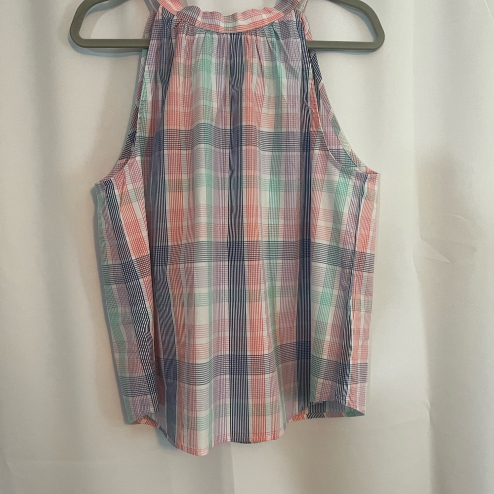 J. Crew Multicolor Plaid Sleeveless Halter Blouse